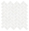 Afyon White Polished Herringbone Mosaic Tile 1"x2"