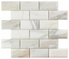 Calacatta Gold Beveled Brick Mosaic Backsplash Wall Tile 2x4"