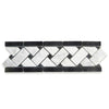 Carrara White 4 3/4" X 12" Basketweave Border Black Dots Polished