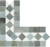 Carrara Italian White BIAS Corner Border with Blue & Gray