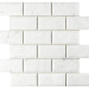 Carrara White 2" X 4" Deep-Beveled Brick Mosaic Polished 