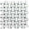 Carrara White - Basketweave Mosaic w/ Blue-Gray Dots Polished 