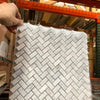 Carrara Italian Mini Herringbone Mosaic Backsplash and Wall Tile