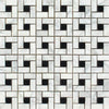 Carrara White Pinwheel (Mini) Mosaic w/ Black Dots Polished 