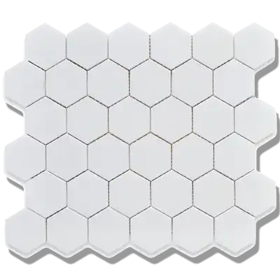 CC Mosaics 12”x12” Hexagon Glazed Porcelain Mosaic Tile 2”x2” White