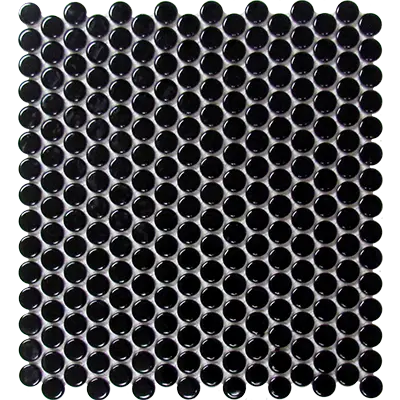 CC Mosaics 12”x12” Penny Round Glazed Porcelain Mosaic Tile Matte Black