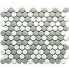 CC Mosaics 9”x10” Penny Round Matte Porcelain Mosaic Tile Grey White