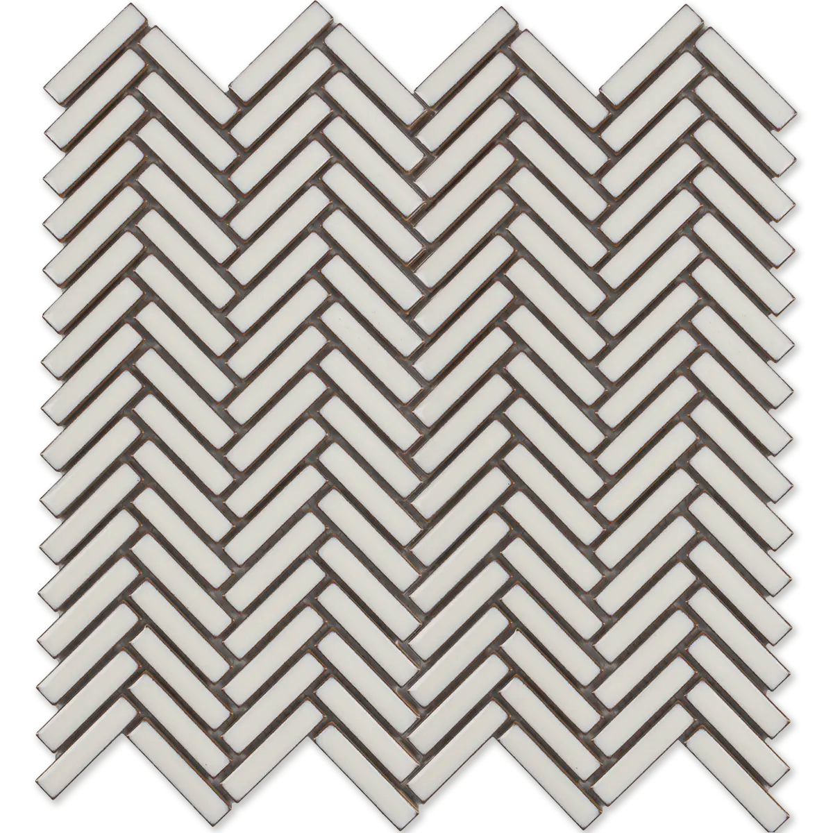 CC Mosaics + 12”x12” Herringbone Glazed Porcelain Mosaic Tile Antique White