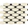 Crema Marfil Long Octagon Polished w/ Emp. Dark Mosaic Tile