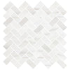 Bianco Dolomite Polished Herringbone Mosaic Tile 1"x2"