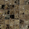 Emperador Dark Square Mosaic Tile 2x2"