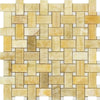 Honey Onyx Polished Basketweave w/ White Dots Mosaic Tile