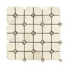 Ivory Travertine Tumbled Octagon w/ Noce Dots Mosaic Tile