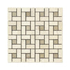 Ivory Travertine Tumbled Pinwheel Mosaic Tile