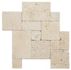 Ivory Travertine Tumbled Exterior Pool Paver Mini Versailles 1 1/4"