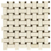 Noble White Cream Basketweave w/ Emp. Dark Dots Mosaic Tile