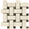 Noble White Cream Basketweave w/ Emp. Dark Mosaic Tile - Large