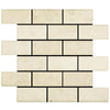 Noble White Cream Beveled Brick Mosaic Tile 2X4"