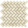 Noble White Cream Herringbone Mosaic Tile 1x2"