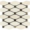 Noble White Cream Long Octagon w/ Emp. Dark Mosaic Tile