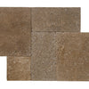 Noce Travertine Tumbled Exterior Pool Paver Roman Pattern 1 1/4"