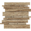 Noce Exotic Travertine Random Strip Mosaic Tile