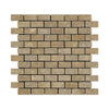 Noce Travertine Tumbled Brick Mosaic Tile 1x2"