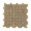 Noce Travertine Tumbled Basketweave w/ Ivory Dots Mosaic Tile