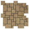 Noce Travertine Tumbled Mini Versailles Mosaic Tile