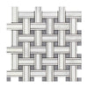 Oriental White Triple Weave w/ Blue - Gray Dots Mosaic Tile