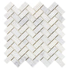 Oriental White Herringbone Mosaic Tile 1x2"