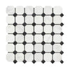 Oriental White Octagon w/ Black Dots Mosaic Tile