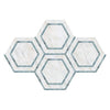 Calacatta Bella 5" x 5" Hexagon Combination w/ Blue-Gray Polished 