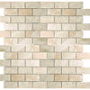 Queen Beige Polished Brick Mosaic Tile 1x2"