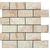 Queen Beige Polished Deep Beveled Brick Mosaic Tile 2x4"