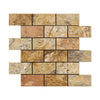 Scabos Travertine Tumbled Brick Mosaic Tile 2x4"