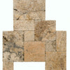 Scabos Travertine Tumbled Exterior Pool Paver Mini Versailles 1 1/4"