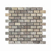 Silver Travertine Tumbled Brick Mosaic Tile 1x2"