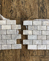 Silver Travertine Tumbled Brick Mosaic Tile 2x4"