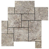 Silver Travertine Brushed & Chiseled Versailles Floor Tile