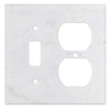 Carrara White Marble 4 1/2 x 4 1/2 Switch Plate TOGGLE - DUPLEX Wall Cover