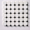 Bianco Dolomite Polished Octagon w/ Black Dots Mosaic Tile