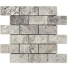 Tundra Gray Marble Mosaic Tile 2x4"