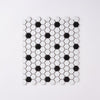 Italian White Hexagon w / Black Dots Matte Honed Backsplash Mosaic Tile   1"