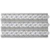 Carrara White 4 3/4" X 12" Basketweave Border Blue Dots Polished