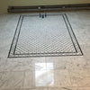 Carrara White 4 3/4" X 12" Basketweave Border Black Dots Polished