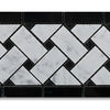 Carrara White 4 3/4" X 12" Basketweave Border Black Dots Polished