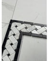 Carrara Italian White Basketweave with Black Corner Border Tile