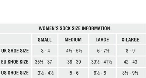 Women's Sock Size Chart