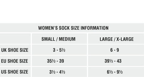 Women's Sock Size Chart